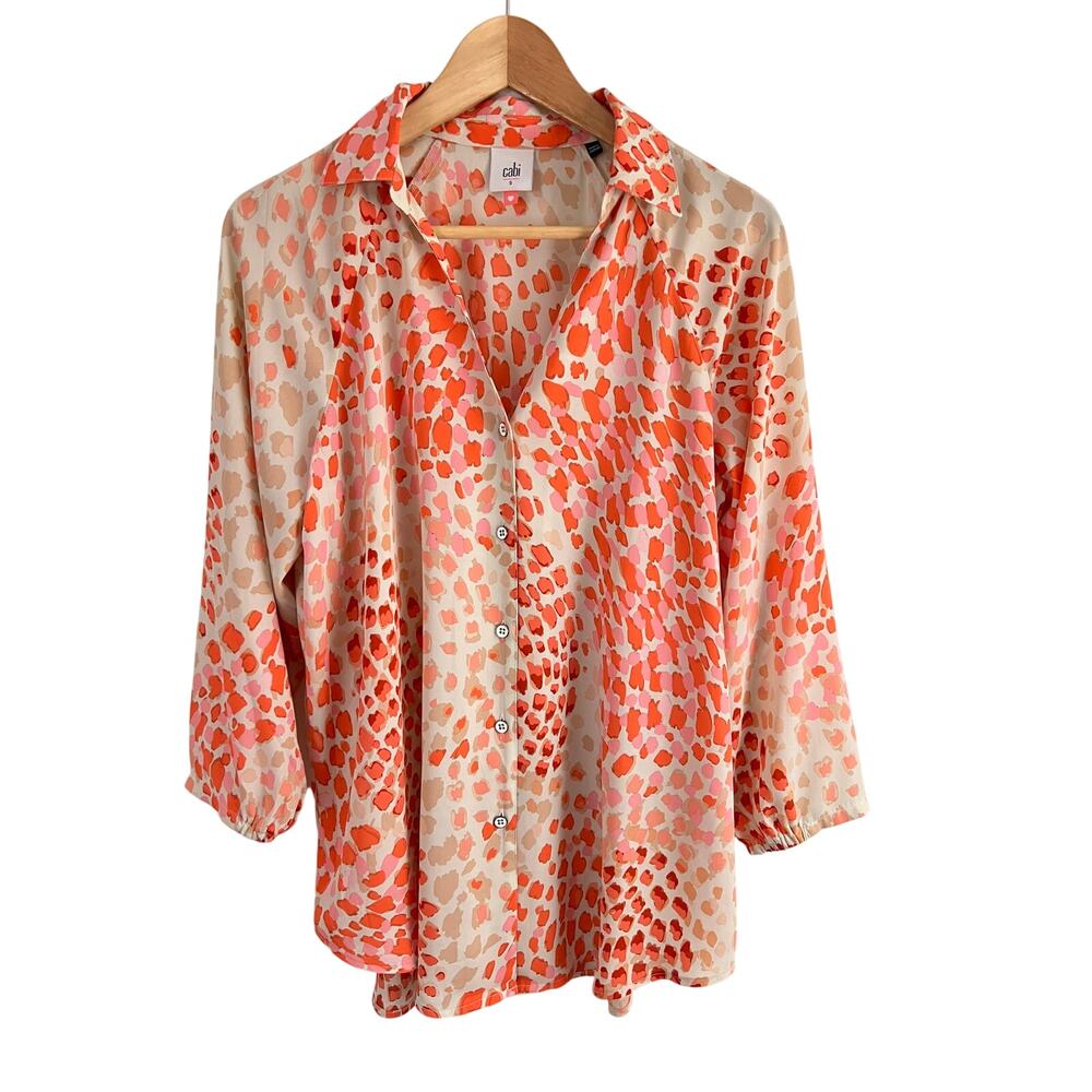 Cabi Go to Blouse 6081 V Neck Long Sleeve Button Front Women Size Small
